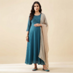 Blue Georgette Feeding Kurti with Shawl