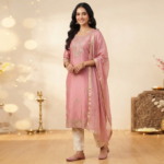 Dusty Rose Embroidered Festive Kurta Set