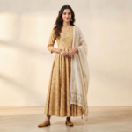 Mustard Printed Feeding Kurti with Dupatta