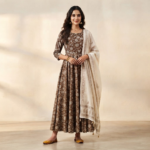 Mustard Printed Feeding Kurti with Dupatta - Image 3